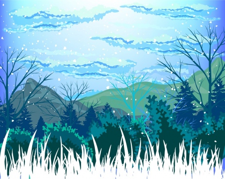 461x368 Winter Landscape Drawing Free Vector Download (91,837 Free Vector