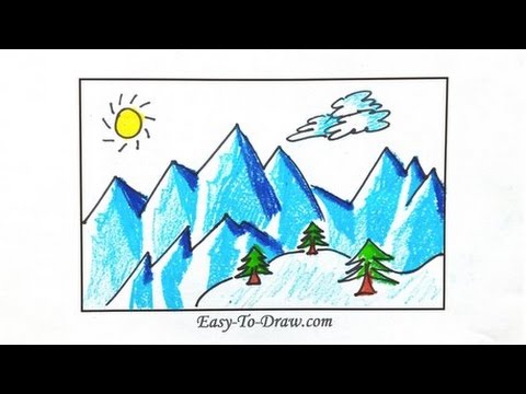 480x360 How To Draw Cartoon Snowy Mountains (Icebergs) Step By Step
