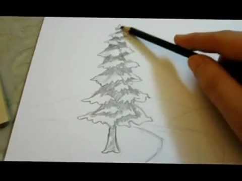 480x360 Tree Pencil Drawing Landscape Tutorial