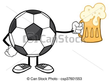 450x335 Soccer Ball Holding A Beer Glass. Soccer Ball Cartoon Mascot