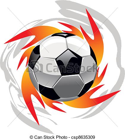 420x470 Fire And Ball. Flame And Soccer Ball Isolated On White Eps