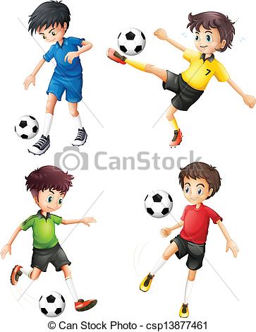 363x470 Illustration Of The Four Soccer Players In Different Clip Art