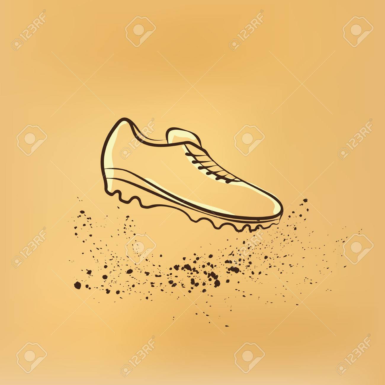 1300x1300 Soccer Shoes. Vector Retro Drawing Illustration. Royalty Free