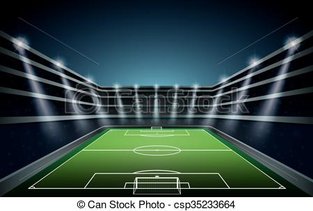450x304 Soccer Stadium With Spot Lights. Vector Clip Art Vector