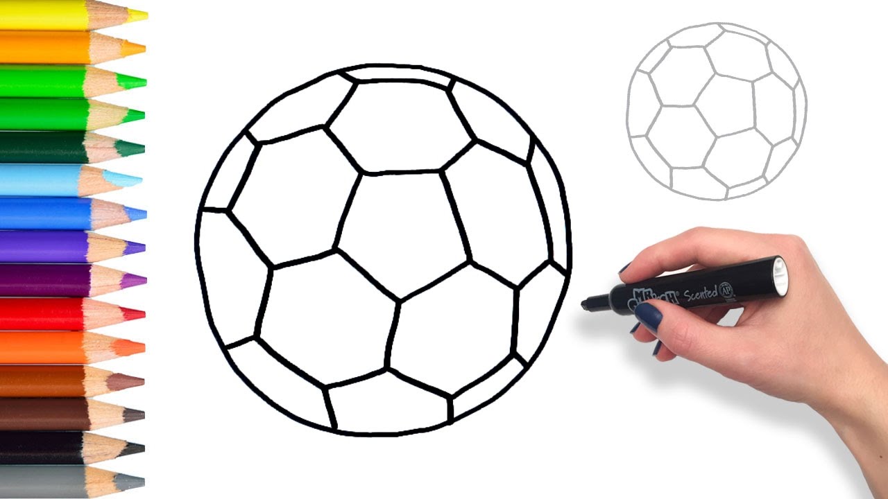 1280x720 Learn To Draw A Soccer Ball Teach Drawing For Kids Coloring Page