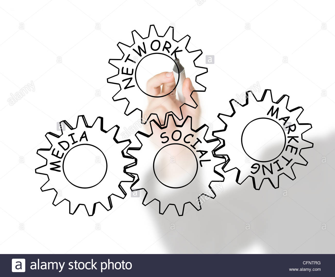 1300x1074 Business Man Drawing Gear Wheel Concept Of Social Network, Media