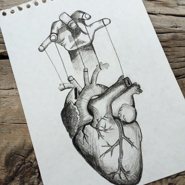 610x610 Drawing, Hand, Heart, Puppet, Society, Strings