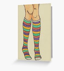 210x230 Knee High Socks Drawing Greeting Cards Redbubble