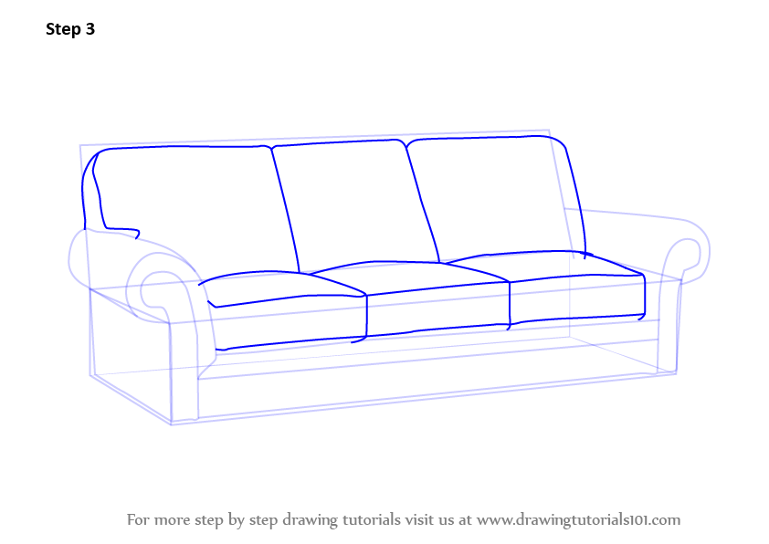 842x596 Learn How To Draw Sofa (Furniture) Step By Step Drawing Tutorials