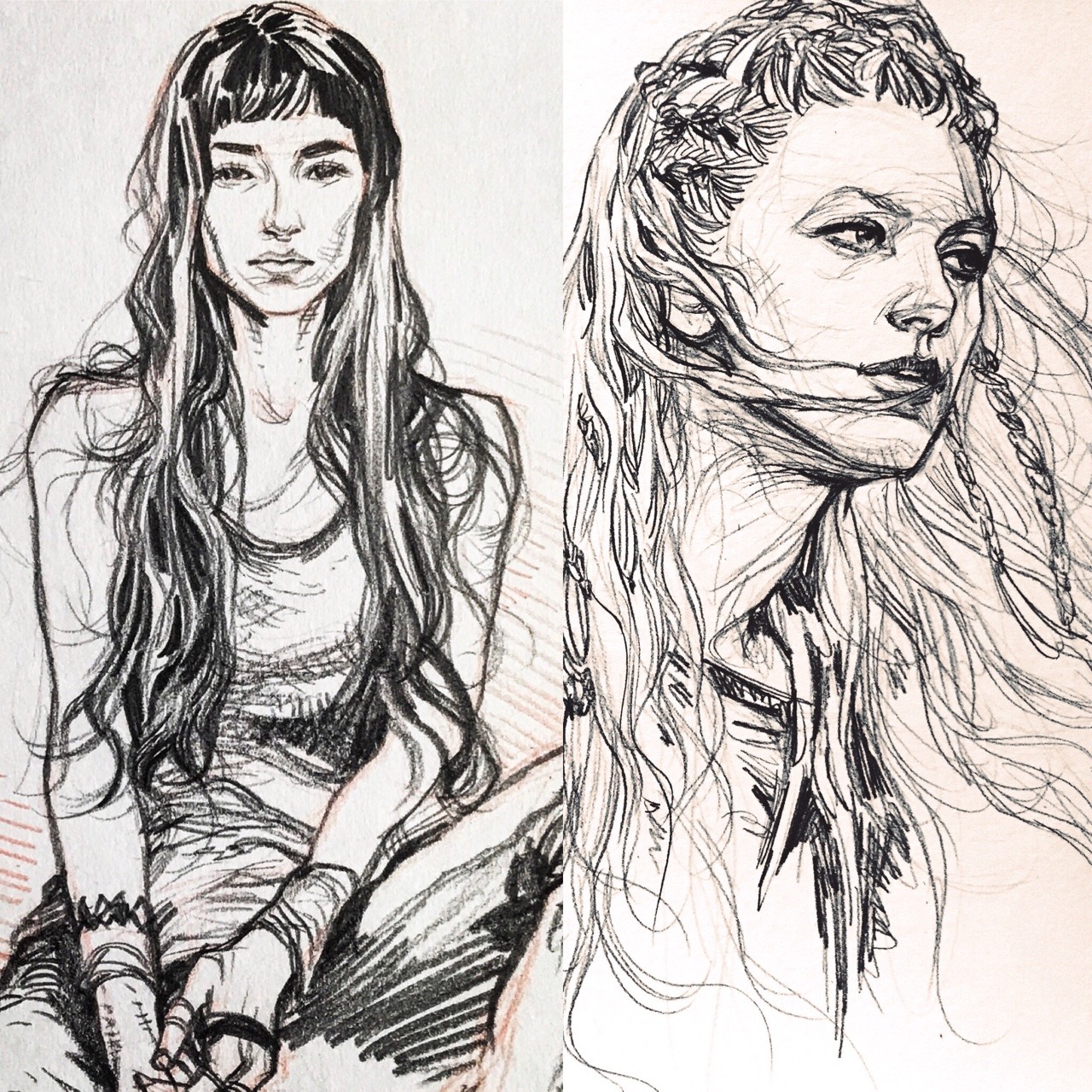 1280x1280 Evankart Pencil Drawings (Sofia Boutella, Katheryn Winnick)