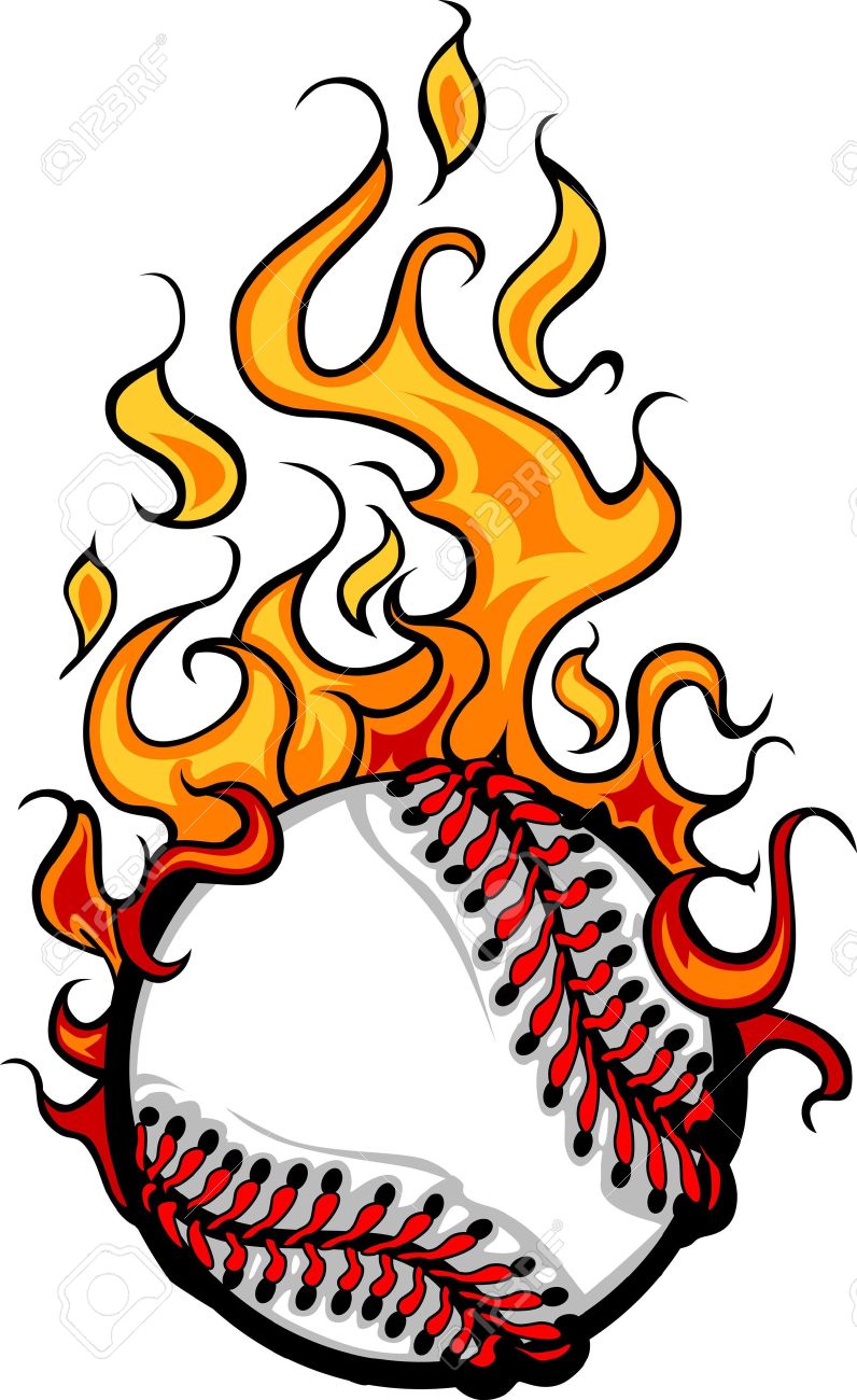 796x1300 Flaming Baseball Softball Ball Cartoon Burning With Fire Flames
