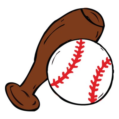 400x400 Softball Or Baseball Cartoon Ball And Bat 09883 By Download Vector