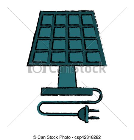 450x470 Drawing Solar Panel Plug Energy Ecological Clean Vector Vector