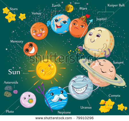 450x421 Vector Illustration Solar System Card Concept. Astronomy