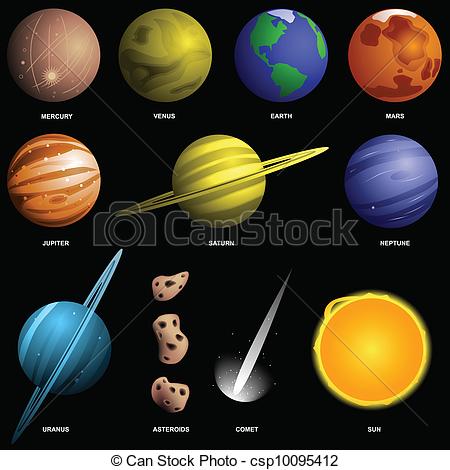 450x470 Planets Isolated On Black (Not To Scale) Solar System