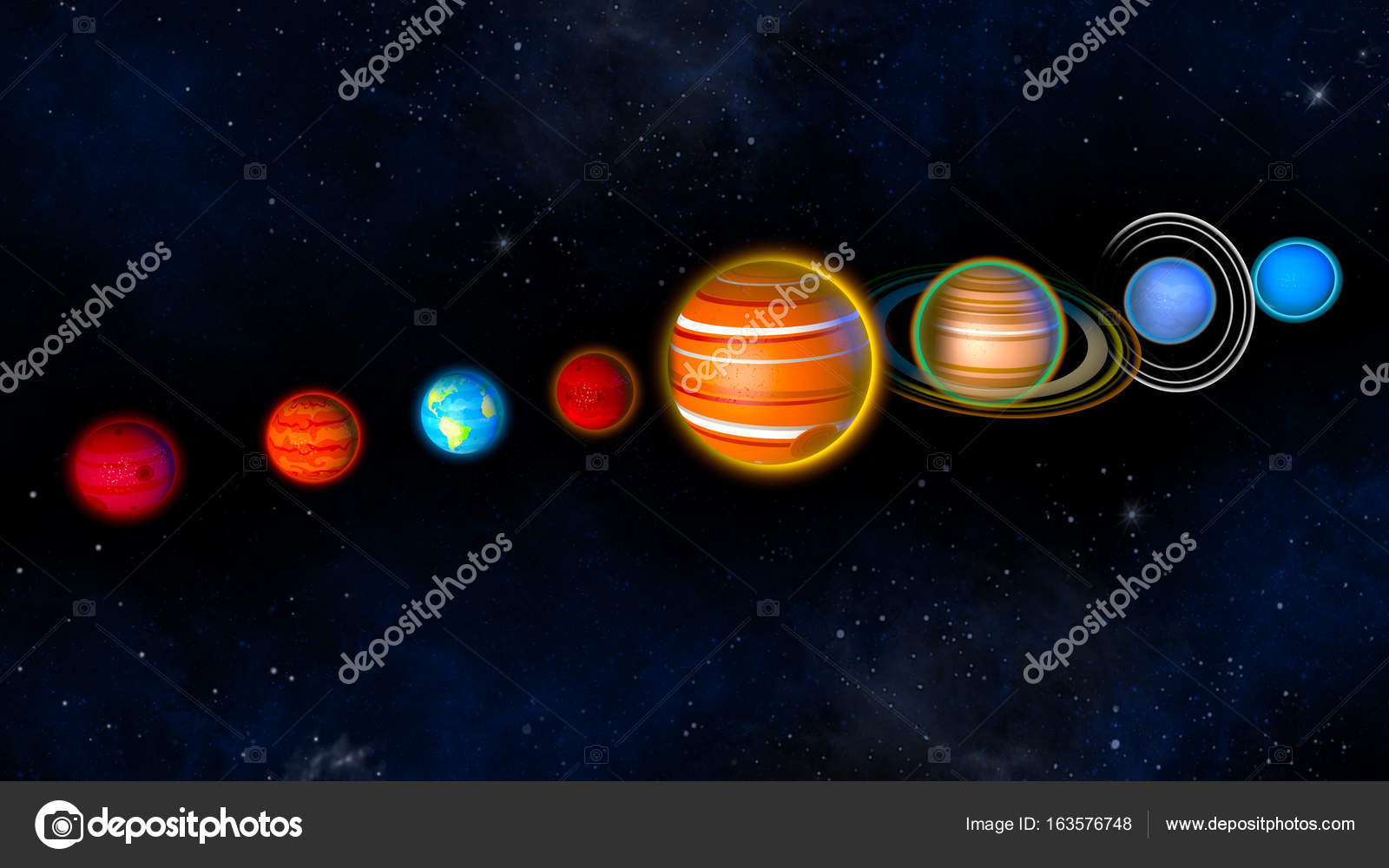 1600x1000 Solar System, Planets. Children Book Drawings Stock Photo