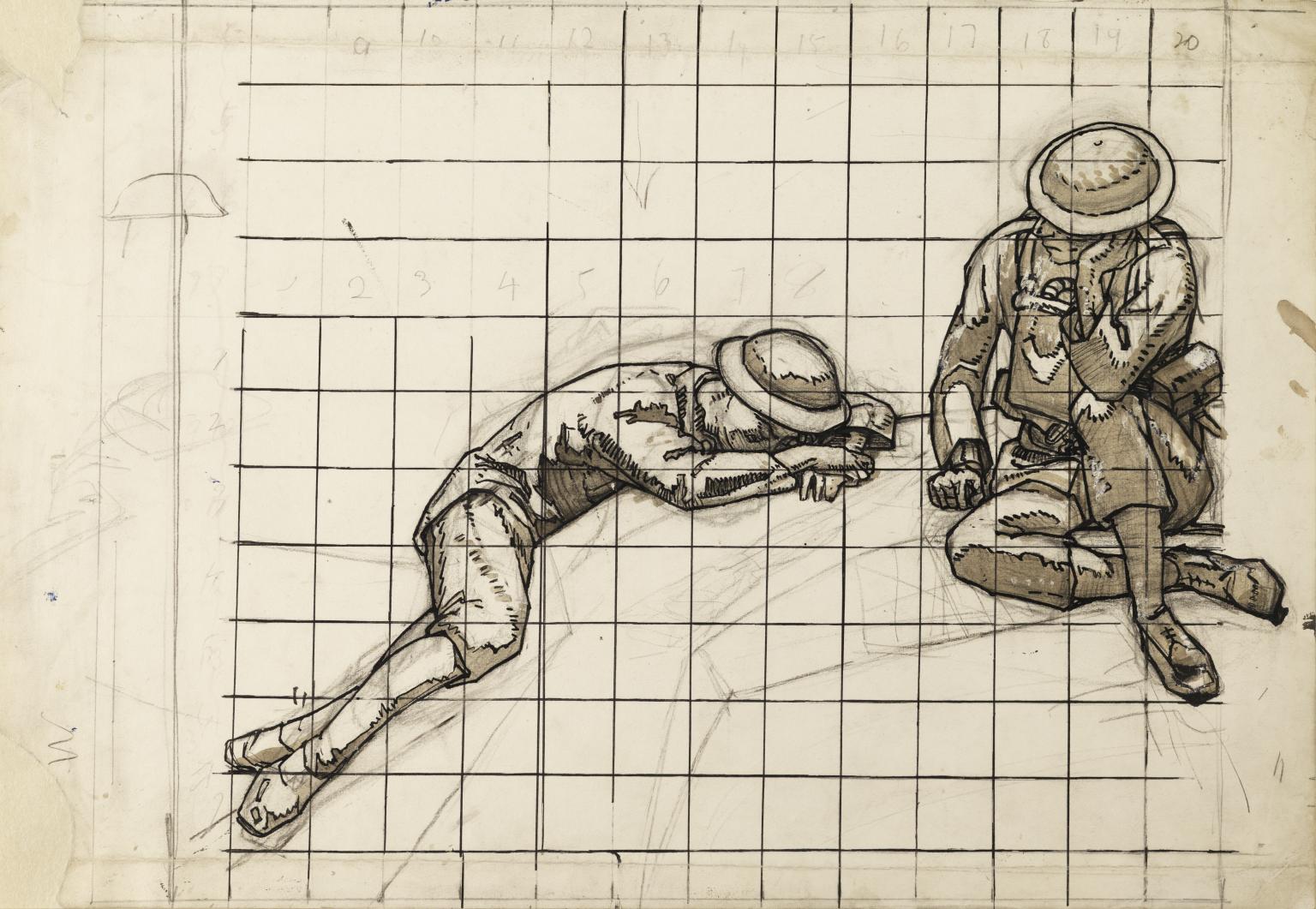 1536x1061 Squared Up Drawings Of Soldiers', David Jones, 1920 1 Tate