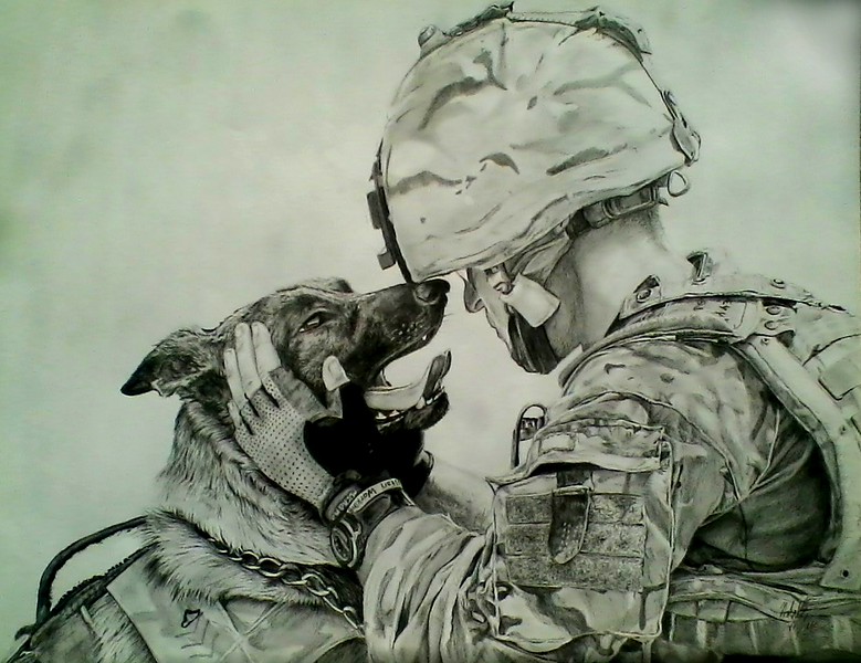 779x600 Natalie Bledsoe Photo Keywords Soldier, Dog, Army, Drawing