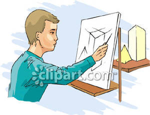 300x230 Man Drawing On A Canvas