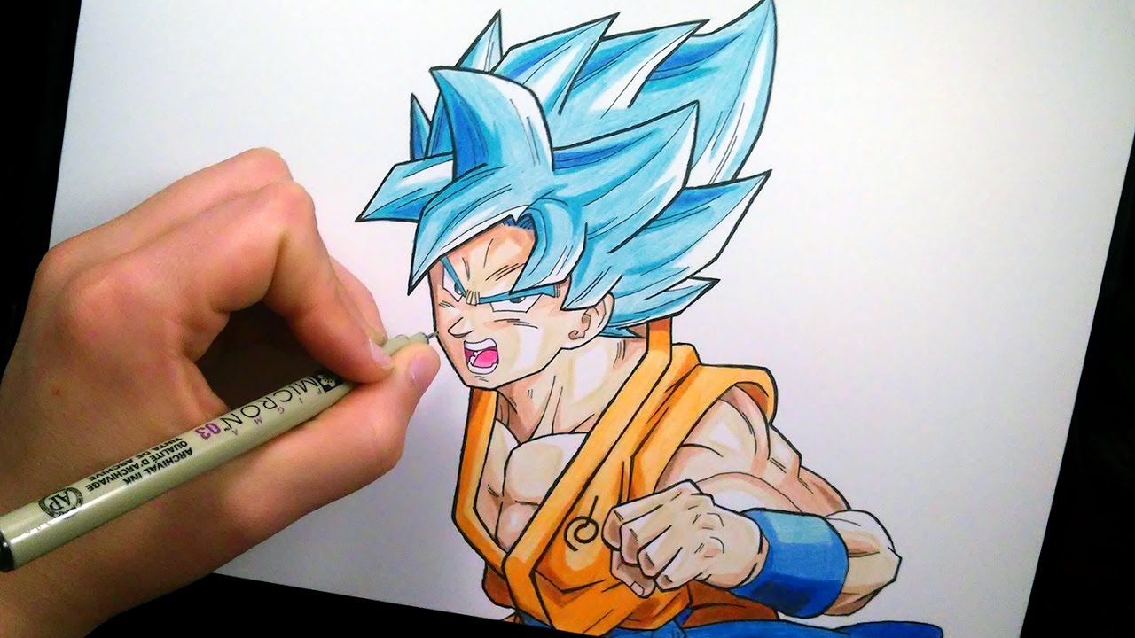 1280x720 Son Goku Super Saiyan God Blue Speed Drawing
