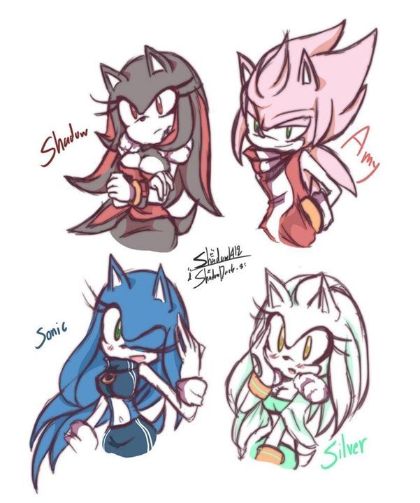 601x720 Amy, Sonic, Shadow And Silver Gender Bender Gt^lt Sonic