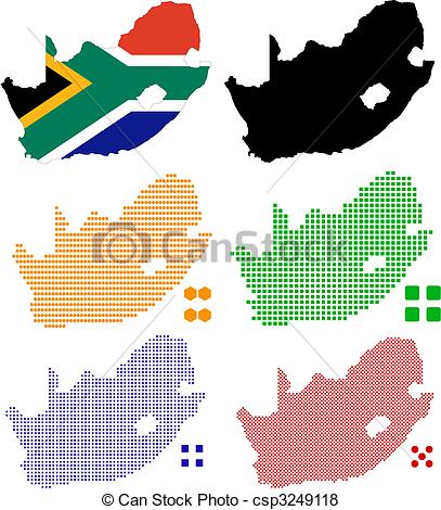 407x470 Flag Contour And Pixel Outline Of South Africa Vector