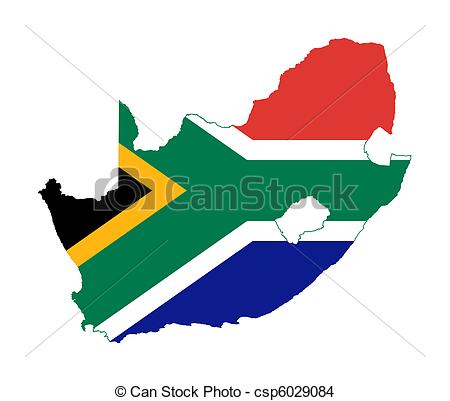 450x401 South Africa Flag On Country Map. Illustration Of South Drawing
