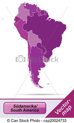 283x470 Map Of South America With Borders In Violet Vectors