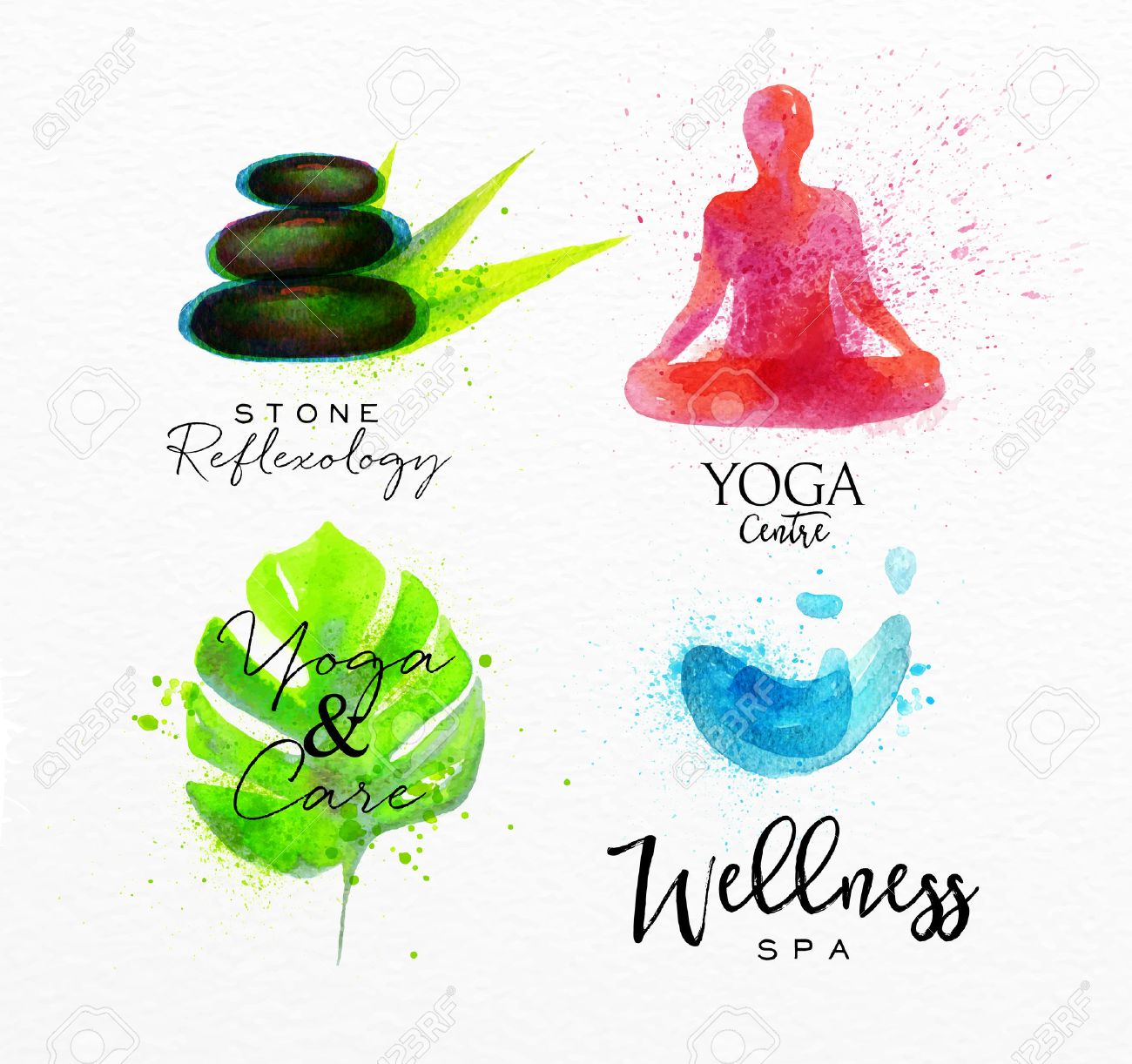 1300x1222 Symbols Beauty Natural Spa Drawing With Watercolor, Symbol Stone