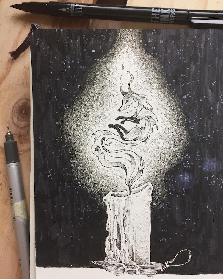 750x937 Space Art Combines Animal Illustrations With Cosmic Patterns