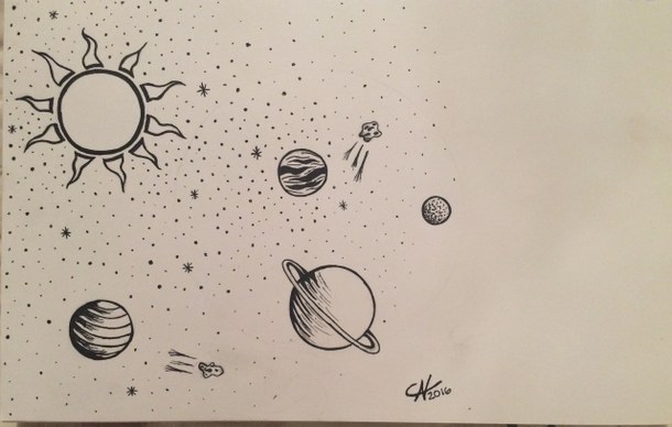 610x388 Aliens, Art, Drawing, Galaxy, Space