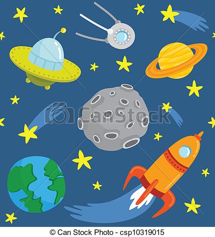 427x470 Seamless Pattern Cartoon Space. Vector Clip Art