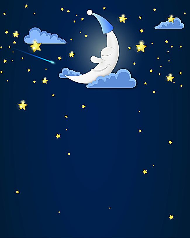 650x815 Vector Cartoon Children Drawing Moon Night Background, Vector