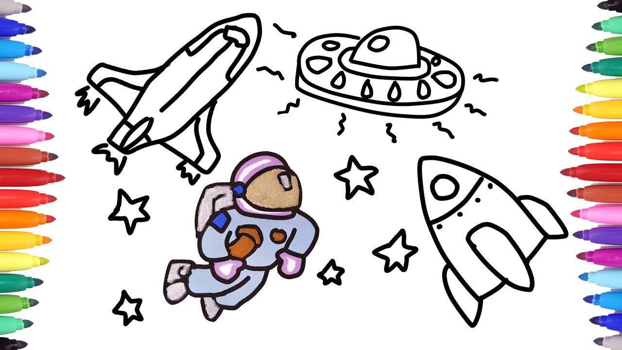 1280x720 How To Draw Astronaut Space Suit Spaceship Ufo Drawing