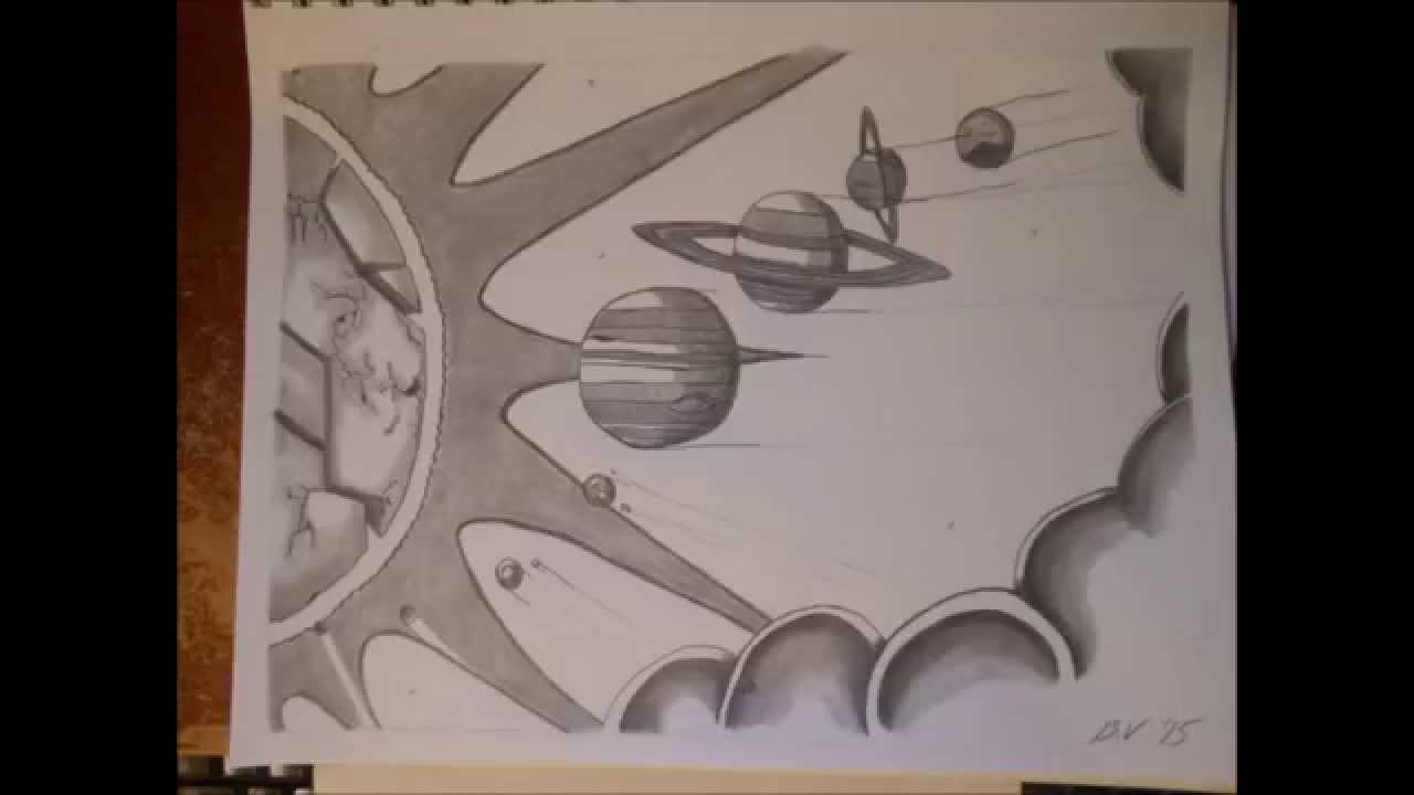 1280x720 Our Solar System (Space Drawing