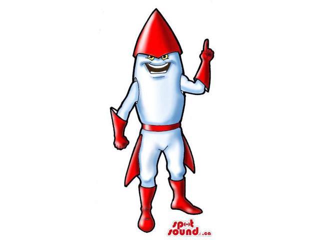 640x480 Large Red And White Cartoon Space Rocket Canadian Spotsound Mascot