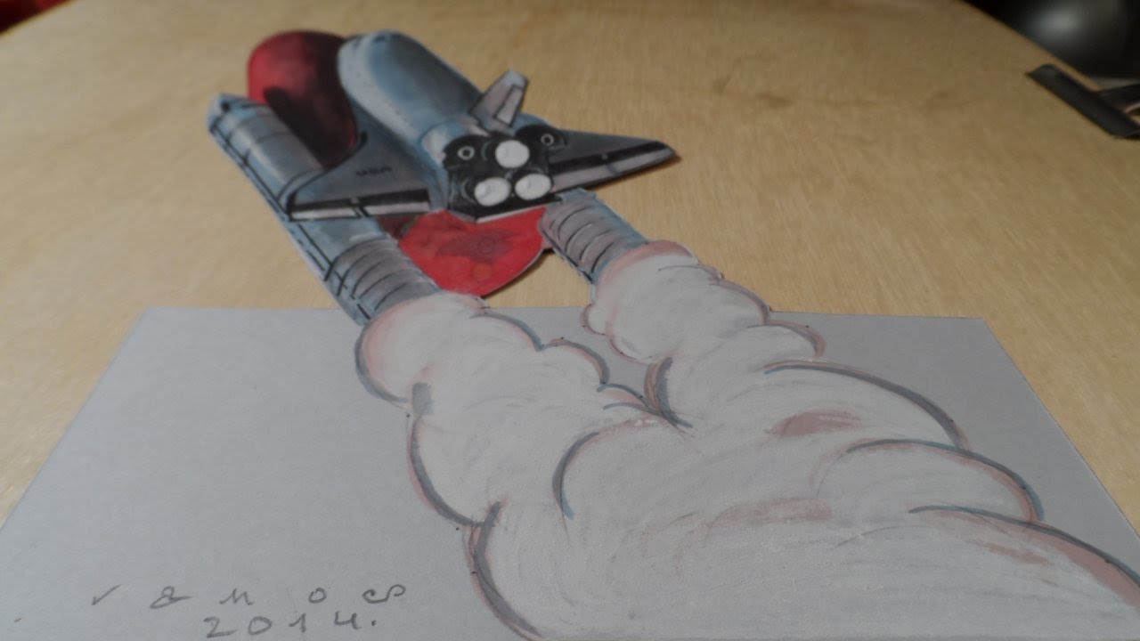 1280x720 3d Drawing, Atlantis Space Shuttle, Time Lapse