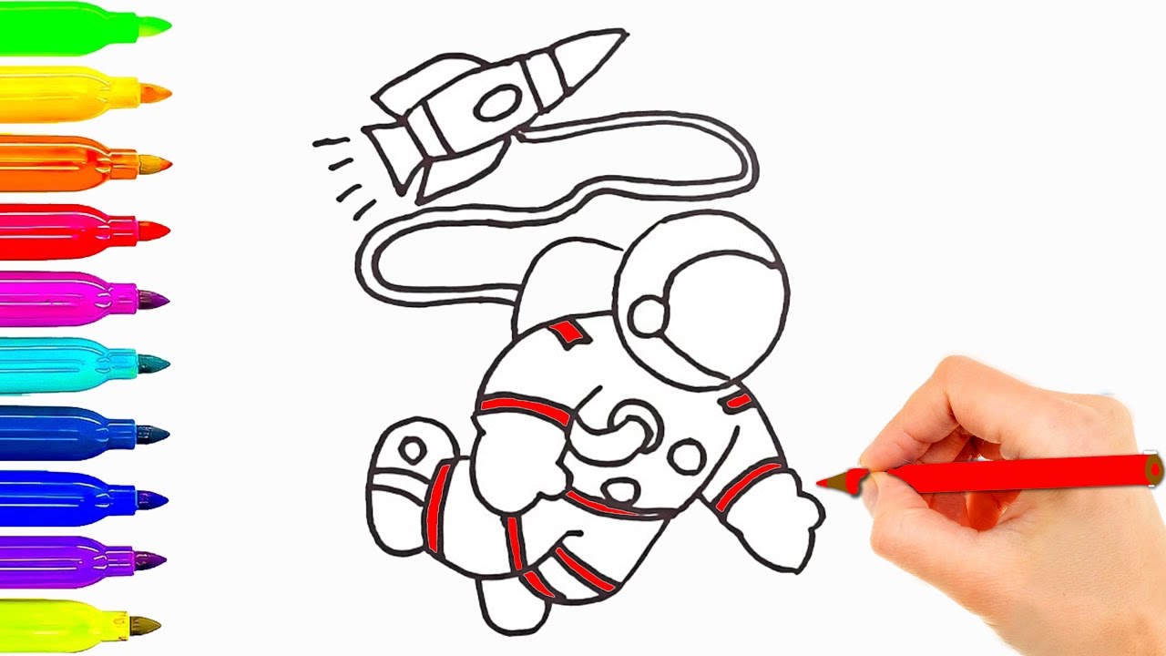1280x720 How To Draw For Kids Astronaut W Spaceship Coloring Pages