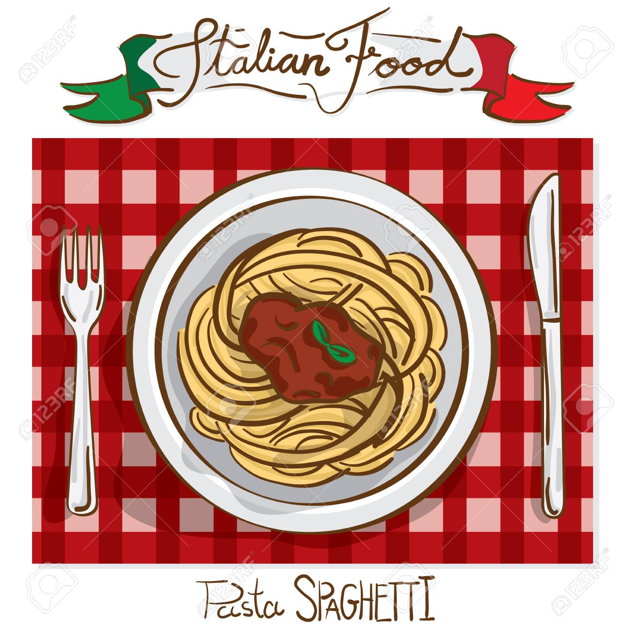 1300x1300 Italian Foods Spaghetti Drawing Graphic Design Illustrate Objects