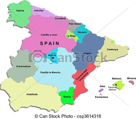 450x395 Spain Map Over White Vector