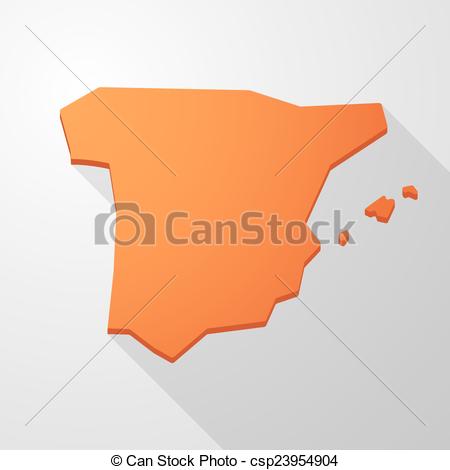 450x470 Illustration Of A Orange Spain Map Icon Vector Clipart