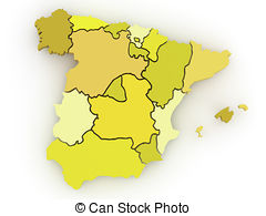 240x195 Three Dimensional Map Of Spain. 3d Stock Illustration