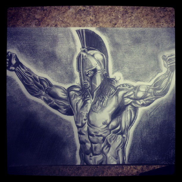 612x612 Spartan Warrior Drawing