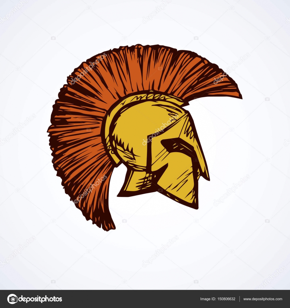 963x1024 Spartan Helmet. Vector Drawing Stock Vector Marinka