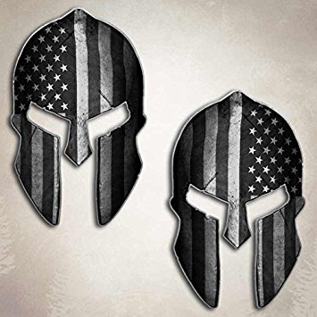 355x355 American Flag Subdued Spartan Helmet Decal Set