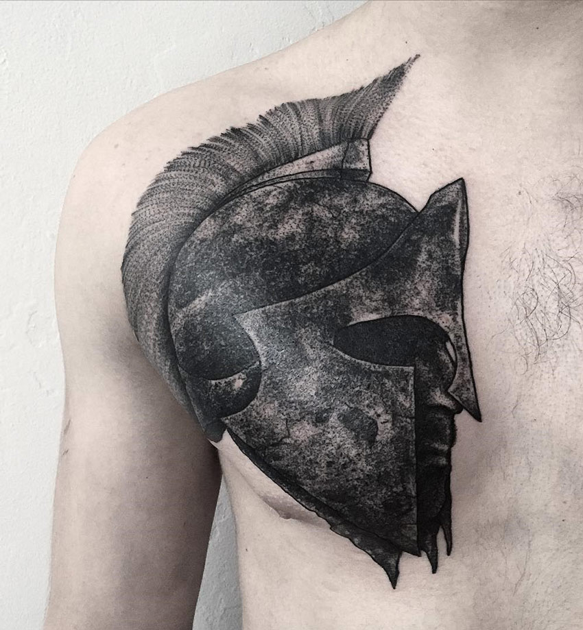 850x919 Spartan Helmet Best Tattoo Design Ideas