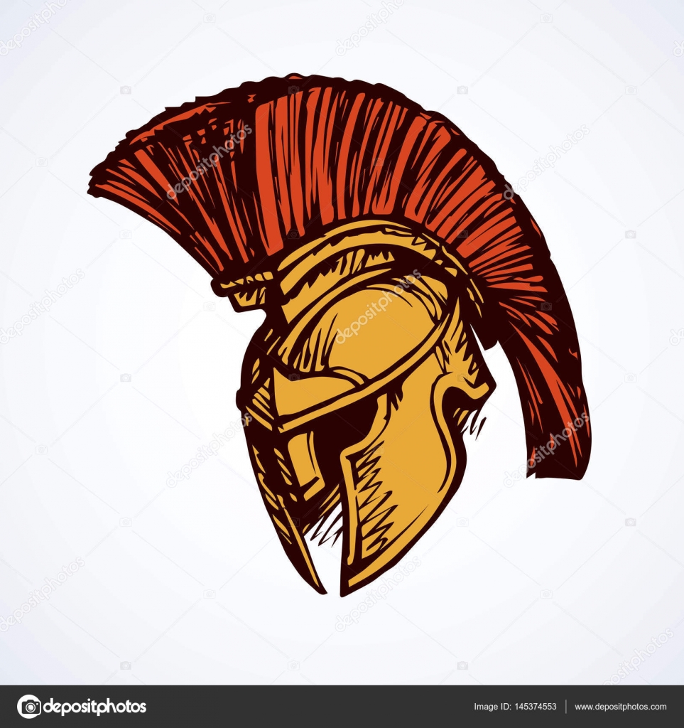 963x1024 Spartan Helmet. Vector Drawing Stock Vector Marinka