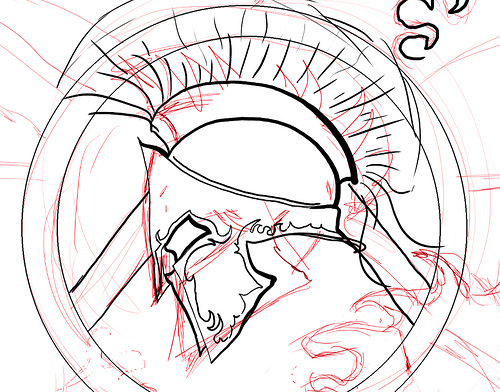 500x392 Sketch Helm + Shield Samuele Storari