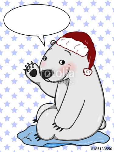 375x500 Cute Polar Bear Christmas Hat Drawing Illustration Cartoon