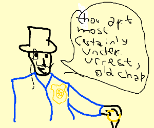 300x250 Dandy Police Officer Speaking (Drawing By Santi Lafoz)